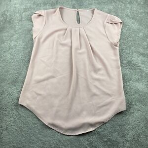 TASAMO Round Neck Top Blouse Womens Medium Blush Pink
